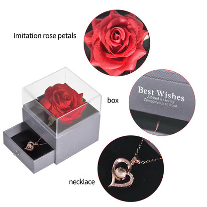 Jewelry Box Preserved Flower Rose Necklace Box