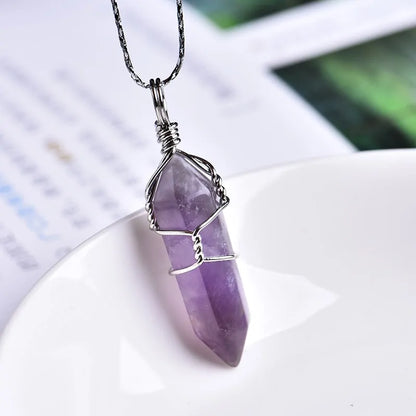 Natural Amethyst Crystal Point Pendant: DIY Jewelry Gift